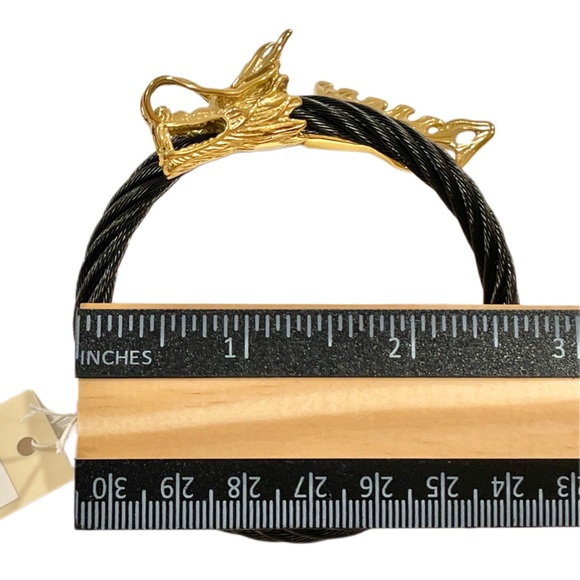 AMRITA SINGH Dragon Moon Bangle Bracelet Black/Gold for Good Luck Feng Shui - Picture 7 of 11